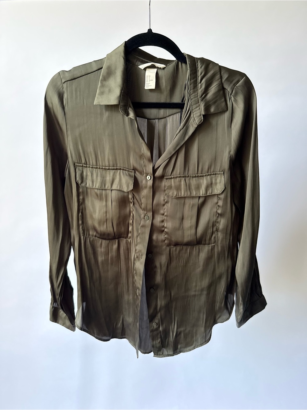 H&M Olive Green Button-Front Women's Shirt